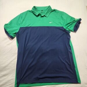 Nike Golf Dri-FIT Polo Shirt XL Green Navy Colorblock World Golf Hall of Fame